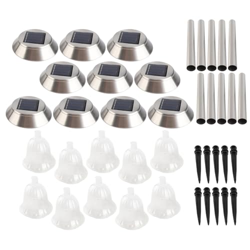 YULEESIYIP 10 pacchi luci da giardino solare in acciaio inossidabile percorso bianco a led lampada decorazione giardino paesaggio illuminazione patio giardino passerella