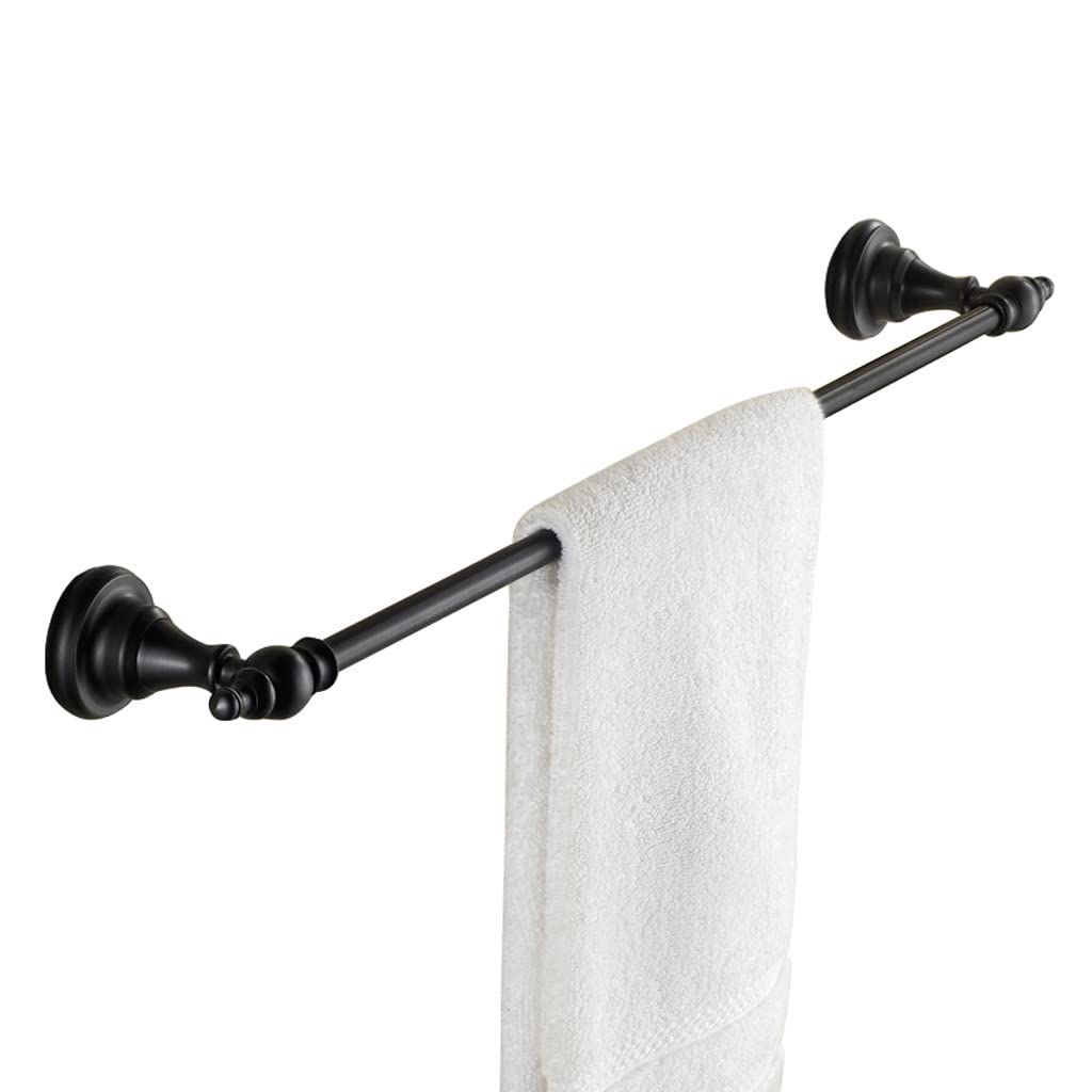 Toallero negro individual de 50cm para organizar toallas en baños familiares pequeños