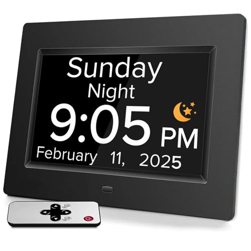 Nimukol Digital Alarm Clock with Date and Day of the Week for Dementia Seniors Multiple Alarm Types Sets Voice Announcement Time Auto DST Gifts for Elderly People with Dementia & Alzheimers