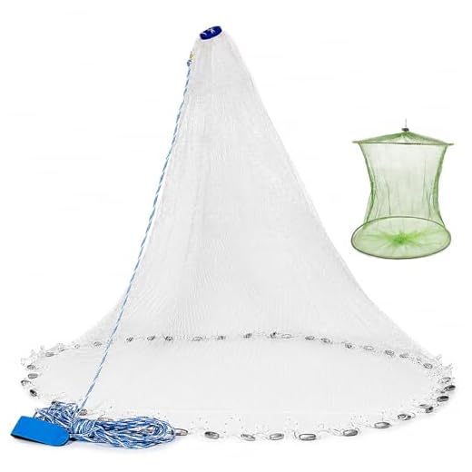Yeahmart Handmade American Saltwater Fishing Cast Net with Heavy Duty Real Zinc Sinker Weights for Bait Trap Fish 4Ft Radius, 3/8 Inch Mesh Size