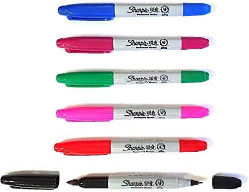 6 x Sharpie Twin Tip Fine & Ultra Fine Point Permanent Marker Pens Assorted Colours - Loose in Plain Packaging [ASIA IMPORT]