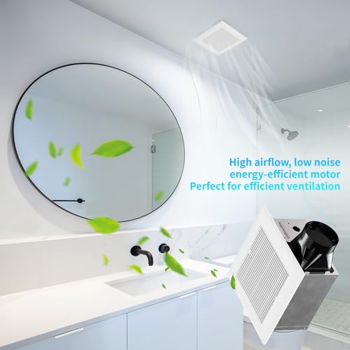 JULLISON 80CFM Bathroom Exhaust Fan with Grille: 20W Ceiling Mount Shower Ventilation Fan, 120V, White, Wet Rated, ETL Certified by JULLISON - Used condition - Image 4
