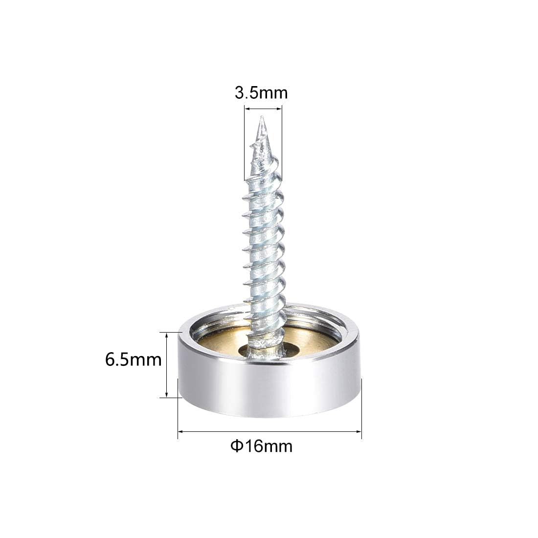 TOP-VIGOR 4Pcs Mirror Screws, 16mm brass Mirror Screws Cap Nail with Washers - Image 2