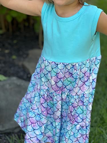 Girl's Sleeveless Dresses 7-8 Years Old Mermaid Dress For Kids Summer A-Line Loose Tier Tank Twirly Dress #TOP2