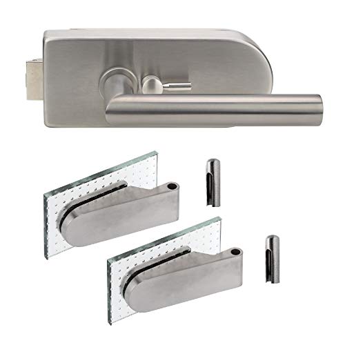 ck-tuerbeschlaege Premium Glastürschloss “D3“ WC Stickhebel vorne | V2a Edelstahl matt | inkl. Studiobändern | New Orleans