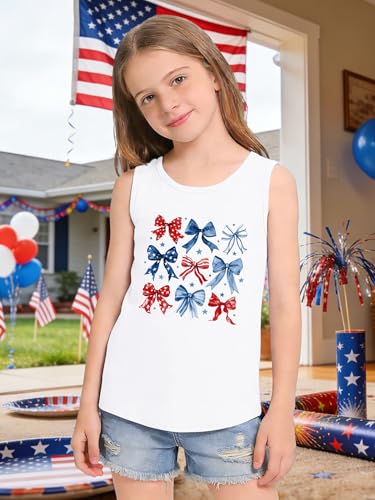Image of CAZYCHILD Girls American Flag Tank Tops Boys 4th of July Shirts USA Summer Sleeveless Tee Independence Day Outfit 5-14y