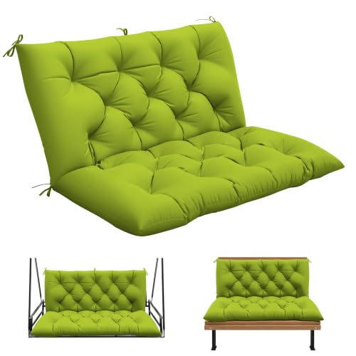 Porch Swing Cushion with Backrest, Waterproof, 40x40x5 in, Grass Green