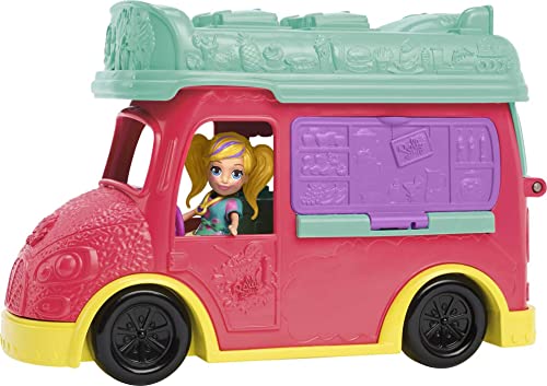 Polly Pocket Playset With 3-Inch Doll, Pet Puppy & Food Accessories, Swirlin' Smoothie Truck Transforming Vehicle Toy #TOP1