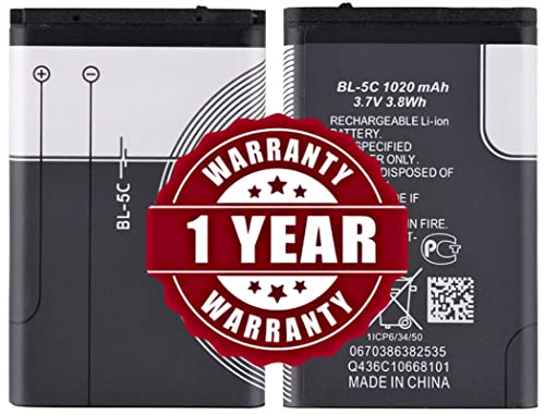 Image of Original BL5C BL-5C Battery for Nokia 1100 1101 1110 1110i 1112 1200 1208 1280 1600 1650 2310 2600 2700 3100 3110 3120 5130 6030 6230 6230i E50 E60 N70 N71 N72 Battery - (1020.mAh) - 1 Year Warranty
