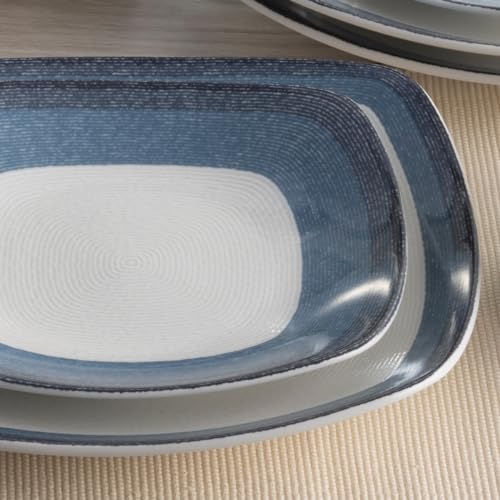 Service de table Noritake Colorscapes Layers bleu et blanc 12 pièces carré - 7
