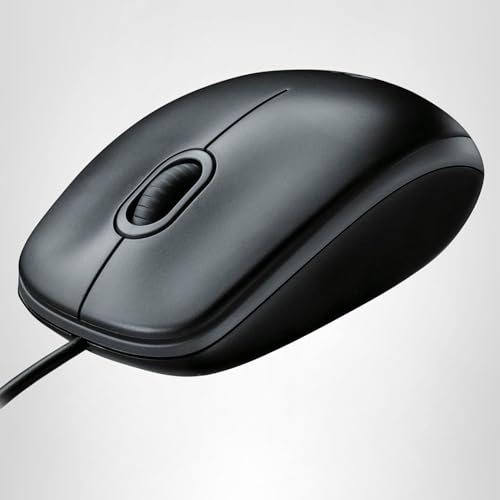 Logitech B100 Wired Mouse for Computer and Laptop, USB Corded Mouse, Right or Left Hand Use - Black