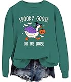 oca spettrale sulla felpa allentata halloween goose hoodie, verde-1, l