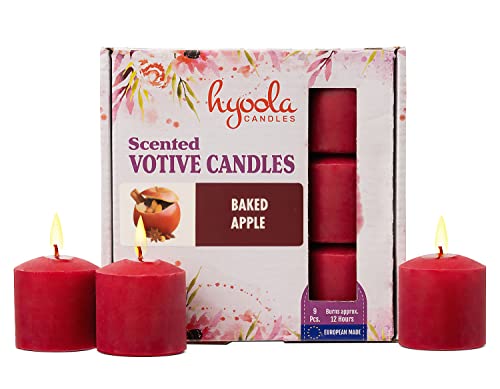 Image of HYOOLA Scented Votive Candles - Baked Apple Votive Candles -12 Hour Burn Time - 9 Pack - European Made