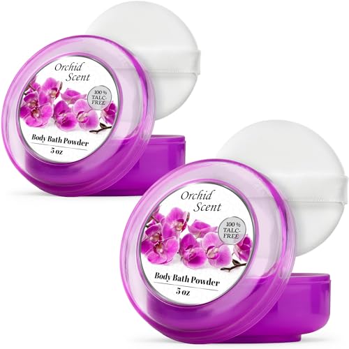 R-NEU Polvere per il corpo da donna, 100% senza talco, polvere profumata all'orchidea maestosa, 142 g (Confezione da 2), morbida e asciutta, extra large