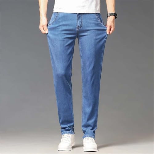 Men's Summer Thin Straight Washed Jeans Classic Stretch Business Cotton Denim Pants3