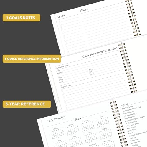 Planner 2024-2025 - Jul.2024 - Jun.2025, 2024-2025 Planner Weekly and Monthly, 9\"x11\", 2024-2025 Academic Planner with Sticky Tabs + Class Schedules + Contacts + Calendars + Twin-Wire Binding - Black - Thumbnail 6