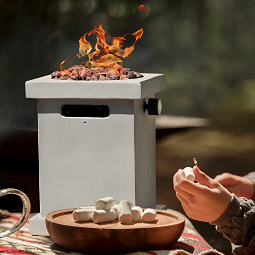 Portable Tabletop Fireplace Propane Gas Fire Pit, Concrete Outdoor Smokeless Fire Bowl, 10 Inch, 10,000 Btu With Csa Certification For Camping, Patio, Outdoor Heating And Bonfire (Square-Light Gray) #TOP6