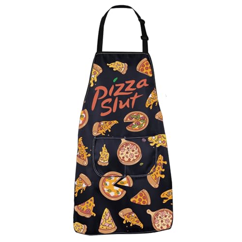 Tablier pizza réglable de cuisine noir CENWA 72*68cm lavable pour protection du cuisinier