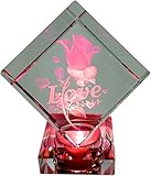 glasquader mit gravur Der eingelaserte Schriftzug 'Love forever' vervollständigt und unterstreicht das romantische Design.