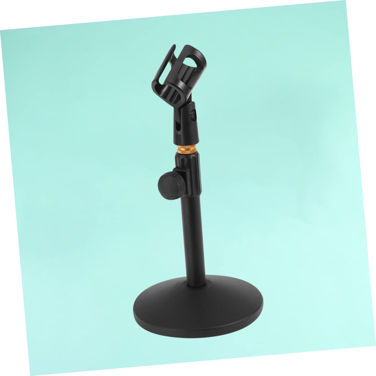 Cavalletto per Microfono Regolabile 27-38cm, Base Tonda | Stativo in Metallo Nero, Tubo Flessibile, Uso Hands-free per Online Meeting e Singing, Festa Scuola Decor