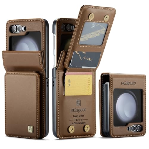 Protection Samsung Galaxy Z Flip 6 portefeuille aimanté en cuir noir