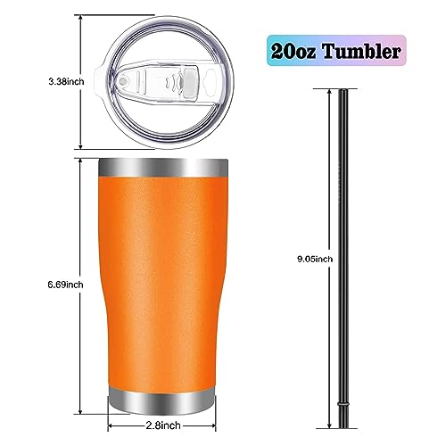 Image of VEGOND 20oz Tumbler Stainless Steel Tumbler Cup with Lid And Straw Vacuum Insulated Double Wall Travel Coffee Mug(Orange 1 Pack)