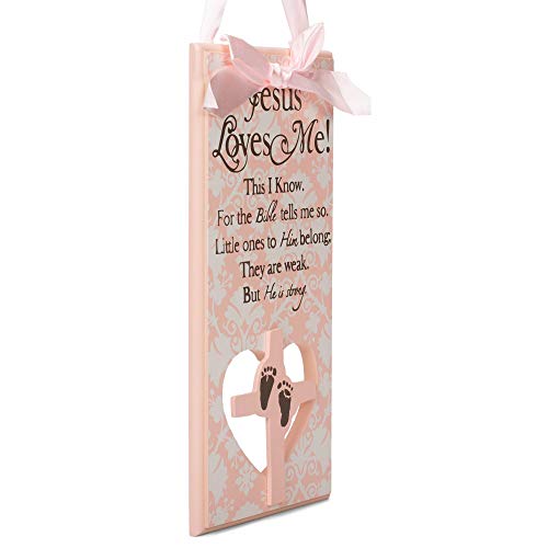 Dicksons He Loves Me This I Know Blush Pink Damask 5 X 10 Wood Wall Plaque Sign Decoration #TOP2