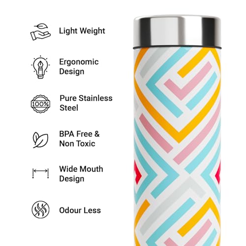 Image of EB-Everything Beautiful 750ml Stainless Steel Cute Water Bottle for School Kids Office Gym Travel Stylish Lightweight Leakproof bottle for Boys Girls Men Women (Modern Art)