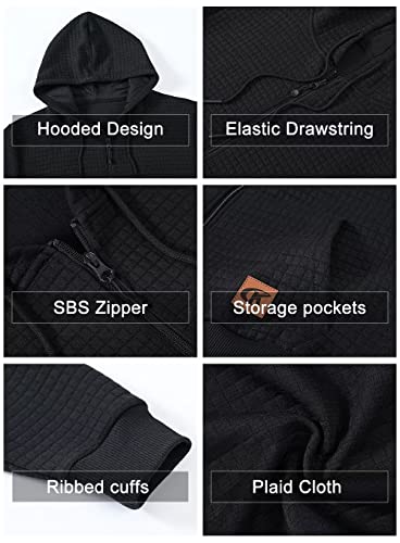 yuyangdpb Men's Zip Up Hoodie Lightweight Hooded Sweatshirt Jackets With Kanga Pocket Black M — view 4