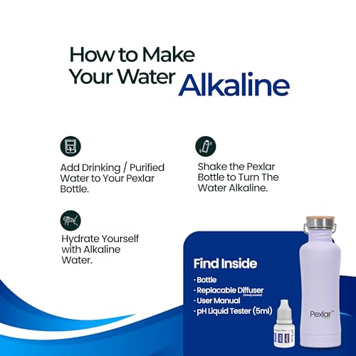 Image of Pexlar Stainless Steel Alkaline Bottle | Alkaline Water Filter Inside | Alkaline Water Generator | Capacity of 850 ml | Improve Mineral | Pink