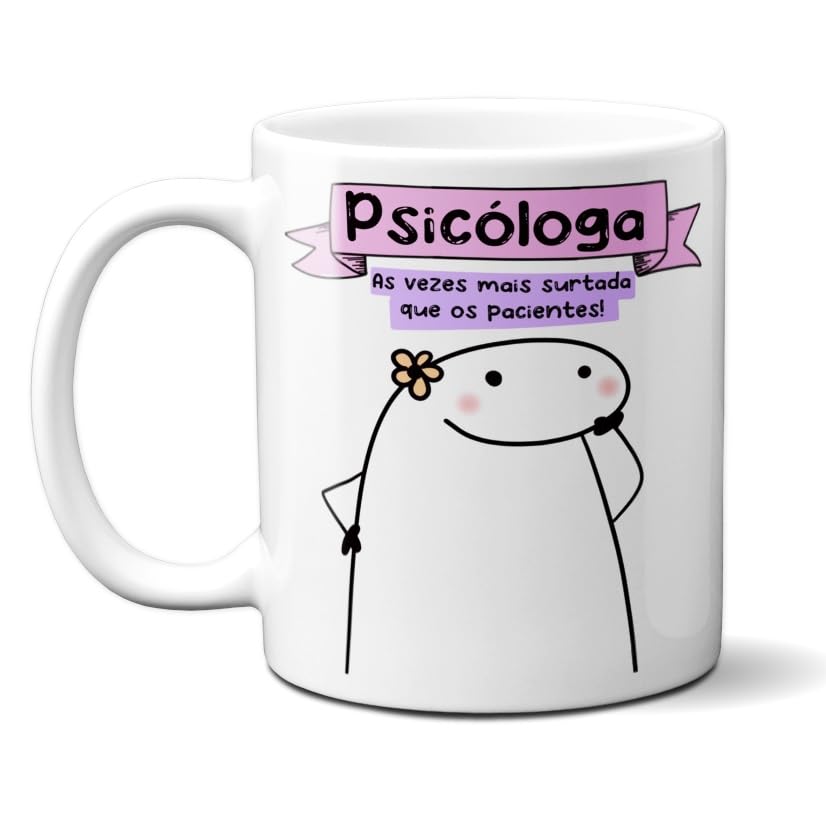 Caneca Xícara Porcelana Meme Flork Presente Psicóloga