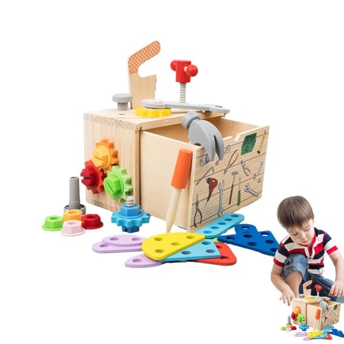 Kit de herramientas para niños pequeños, herramientas de madera para niños con caja | Juego de herramientas de simulación Juego de herramientas de madera | Juego de rol de aprendizaje, juguetes educat