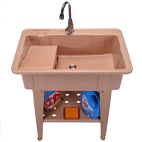 Lavandino autoportante con lavabo, include rubinetto e kit di scarico, ideale per lavanderia, garage, cantina, giardino