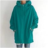 Fleece Langjacke Damen Kapuzenjacke Große Größen Hoodies Sweatjacke Reißverschluss Übergroßer Freizeit Sweatshirt Plüsch Gefüttert Herbst Winter Jakce mit Kapuze