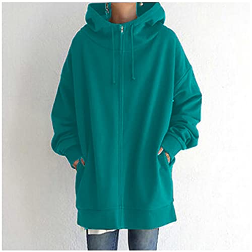 Fleece Langjacke Damen Kapuzenjacke Große Größen Hoodies Sweatjacke Reißverschluss Übergroßer Freizeit Sweatshirt Plüsch Gefüttert Herbst Winter Jakce mit Kapuze