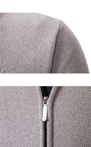 Spring and Winter Men's Zipper Cardigan Top Long Sleeved Solid Color Thick Stand Up Collar Warm Knit Cardigan4