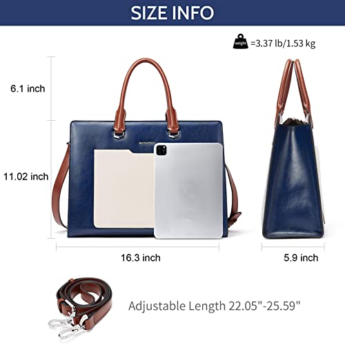 BOSTANTEN Briefcase for Women 15.6 Inch Genuine Leather Laptop Briefcase Shoulder Work Tote Bag Purse - Thumbnail 4