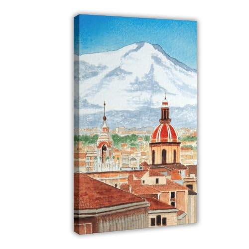 Impression sur toile aquarelle Catane Italie décoration murale salon