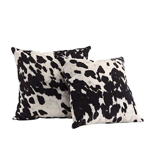 Ds 2 Piece Black White Cow Theme Decorative Throw Pillows Set 18-Inch, Beautiful Sporting Cowhide Animal Pattern Indoor Sofa Couch Pillow, Rustic Vintage Style, Vibrant Colors, Soft & Comfy Polyester #TOP2