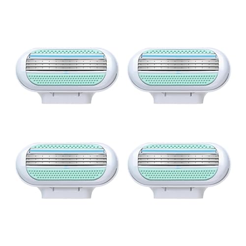 4 Piezas Recambios para Maquinilla para Mujer, Cuchillas de Afeitar Mujer Compatible con Venus, Cuchillas Universales de 3 Etapas para Afeitar Piernas, Axilas y Partes Íntimas, Acero Inoxidable