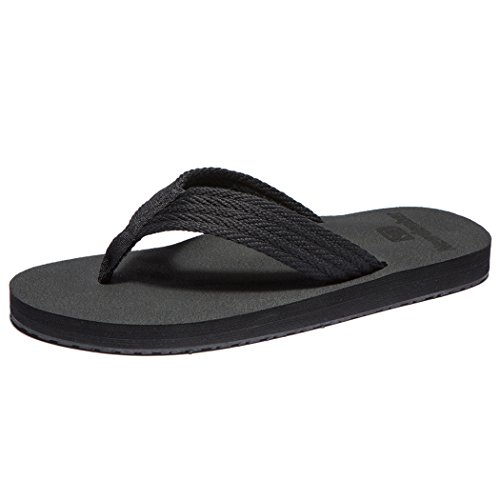 NewDenBer Mens Comfort Flip Flops Lightweight Thong Sandals Beach Sandal (10 M US, All Black)