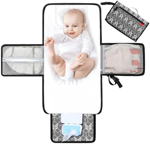 Lekebaby Tragbare Wickelunterlage,Baby Reise Wickelunterlage | Wickelunterlage mit Wischtasche,Grau