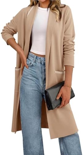 Simplee Women's Open Front Fall Cardigan Sweater Oversized Lapel ...