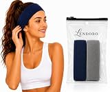 LENDORO Fashion Wide Headbands, Soft Fabric, 7cm, 2 Pack, Stretchy Hair Bands for Makeup, Yoga, Running, Sports (2, Navy+Grey)
