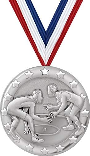 Wrestling Medals - 2" Silver Wrestling Team Medal Awards