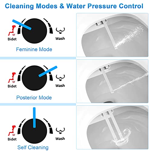 Bidet Toilet Seat Elongated,Non-Electric Bidet Seat,Toilet Water Spray,Bidet Attachment For Toilet Dual Nozzle With Self Cleaning, Adjustable Water Pressure, White - Slow Close Toilet Cover #TOP3