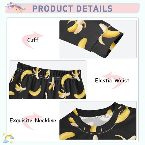 ODAWA Yellow Bananas Black Pajama Sets Footless 18M Matching Fall Pajamas4