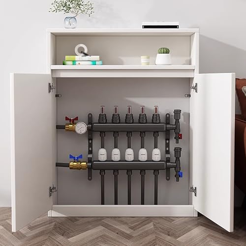 Solución para ahorrar espacio con armario de madera para radiador