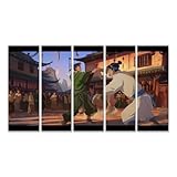 islandburner Prime Bild auf Leinwand Kampfszene im alten China bei Sonnenuntergang für Wohnzimmer Liebhaber Kampfkunstschule Bilder Wandbilder Poster