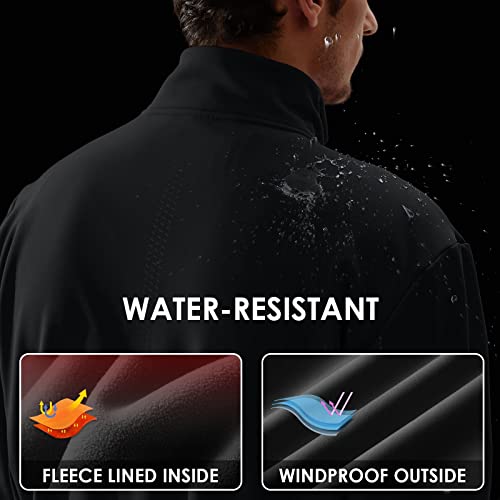 Baleaf Men's Winter Cycling Jacket Windproof Water Resistant Running Gear Cold Weather Softshell Coat Warm Pockets Black L #TOP2